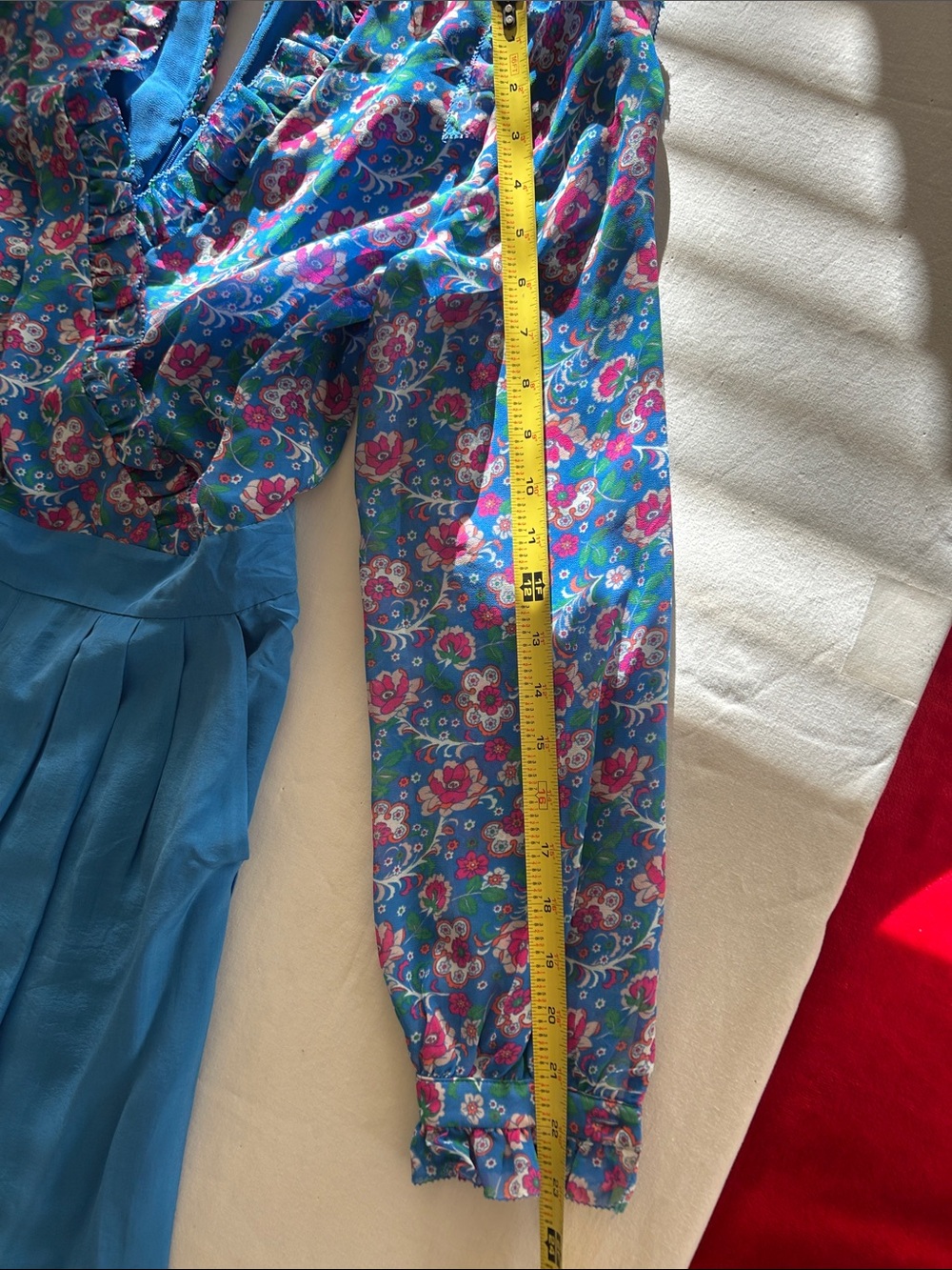 Boden Floral Blue Wide-Leg Jumpsuit Pants - Picture 8 of 11